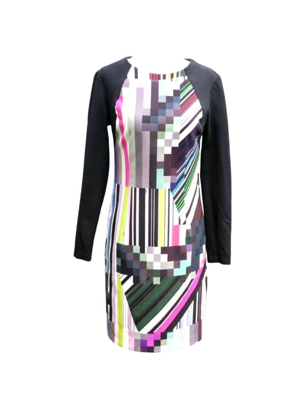 Trina Turk Jersey Sheath Dress Long Sleeves Geometric Print Size 4